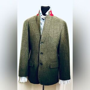 J. Crew Harrison Tweed Wool Olive Green Mens Blazer